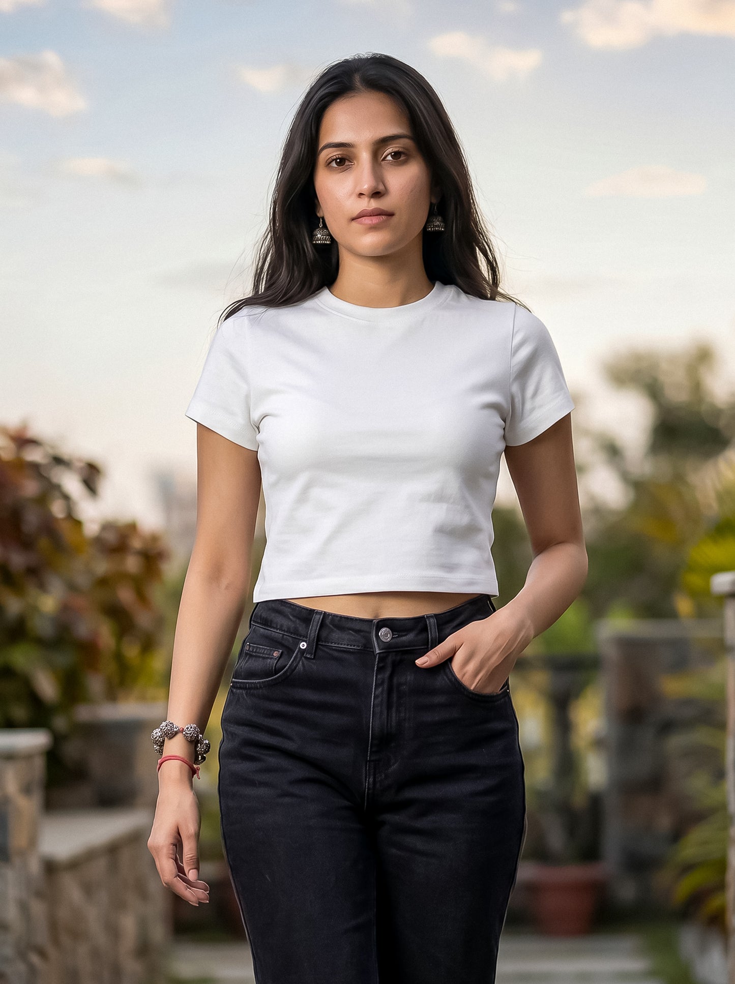 White Solid Crop T-Shirt For Women | Solid T-Shirt