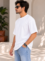 White Solid Oversized T-Shirt For Men | Solid T-Shirt