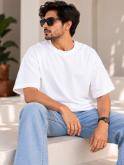 White Solid Oversized T-Shirt For Men | Solid T-Shirt