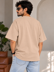 Taupe Solid Oversized T-Shirt For Men | Solid T-Shirt