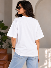 White Solid Oversized T-Shirt For Women | Solid T-Shirt
