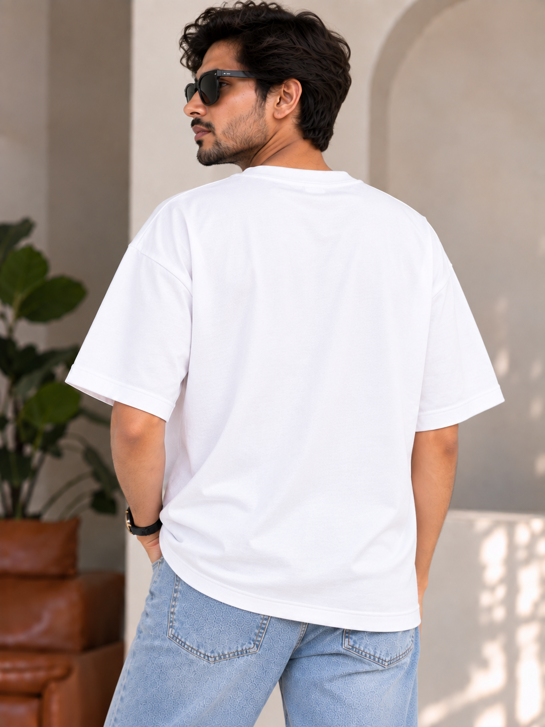 White Solid Oversized T-Shirt For Men | Solid T-Shirt