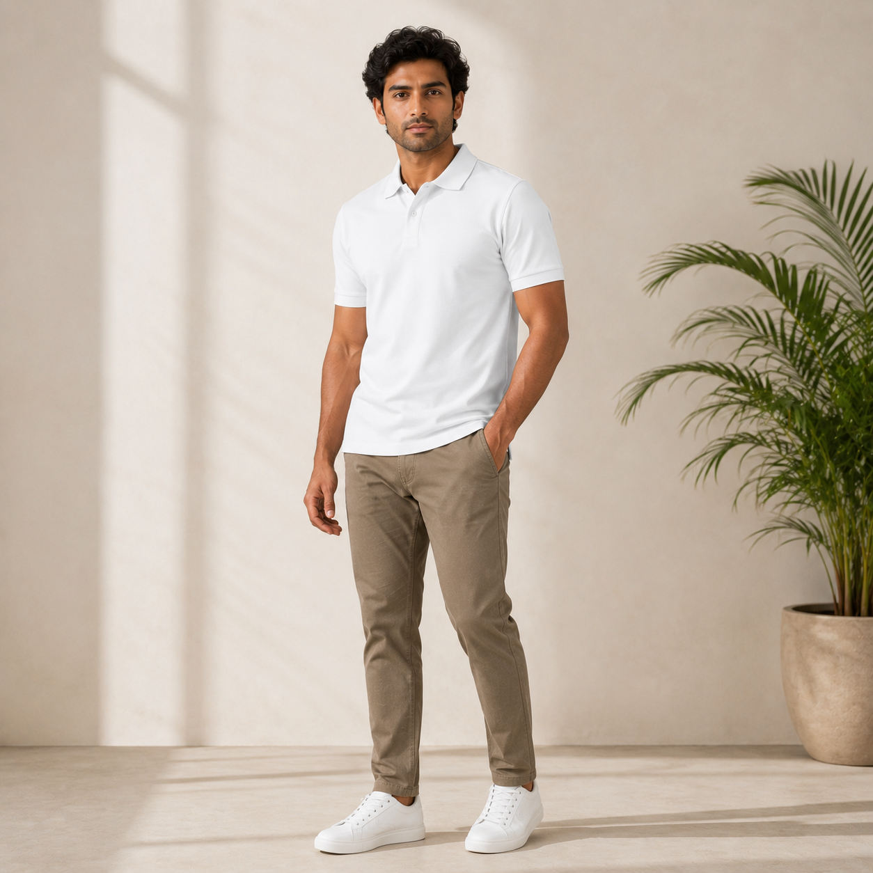 Men's Performance DriFit White Polo T-Shirt
