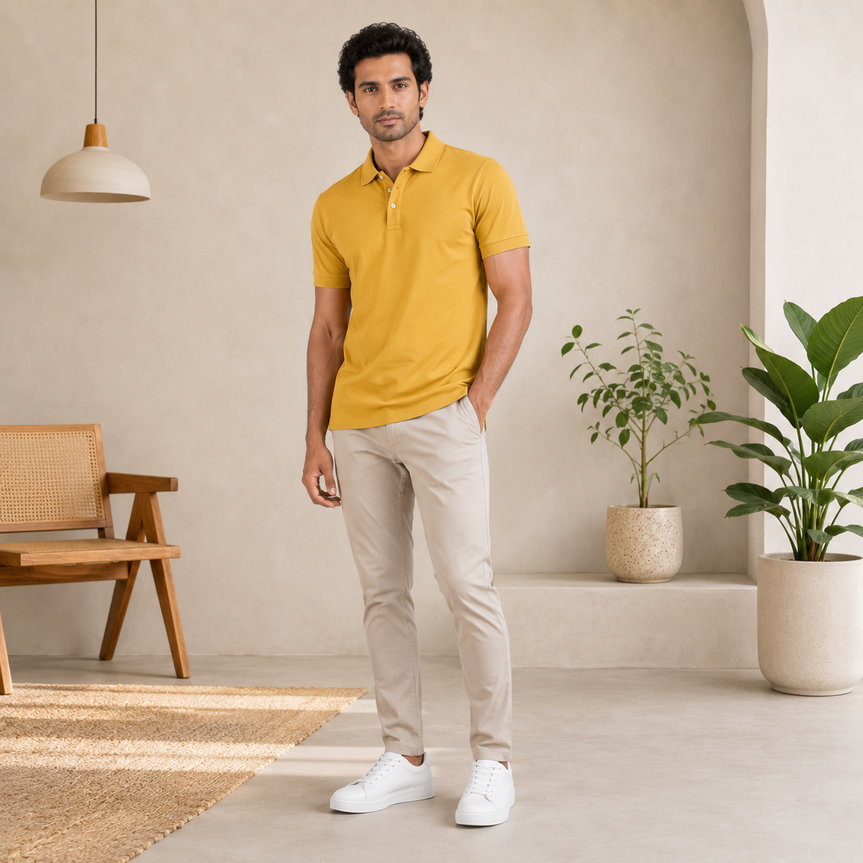 Men's Performance DriFit Mustard Polo T-Shirt