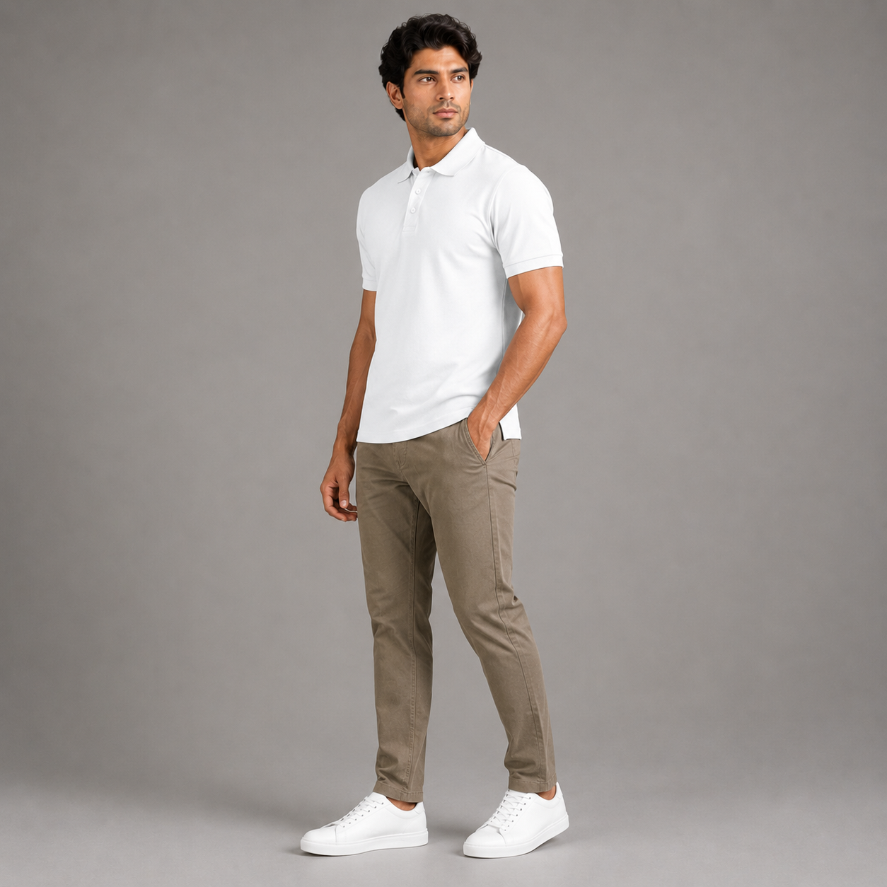 Men's Performance DriFit White Polo T-Shirt