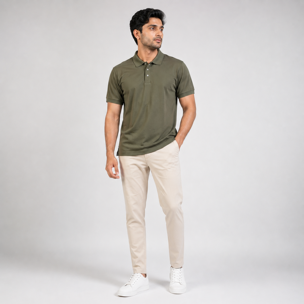 Men's Performance DriFit Military Green Polo T-Shirt