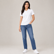 Solids White Women's Polo T-Shirt – 100% Cotton
