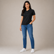 Solids Black Women's Polo T-Shirt – 100% Cotton