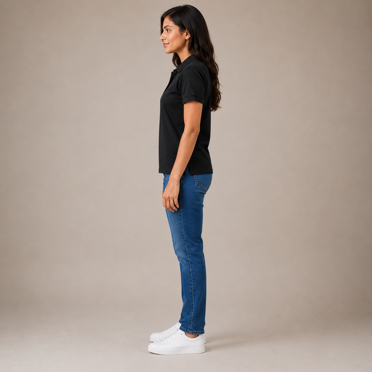 Solids Black Women's Polo T-Shirt – 100% Cotton