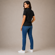 Solids Black Women's Polo T-Shirt – 100% Cotton