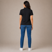Solids Black Women's Polo T-Shirt – 100% Cotton