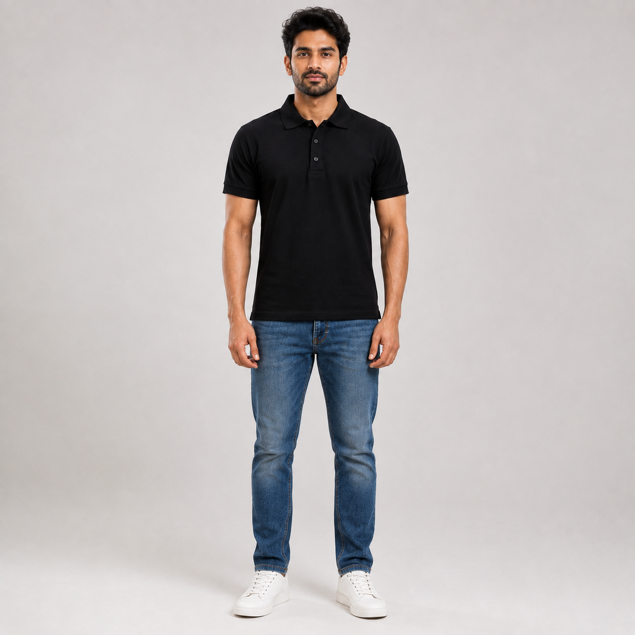 Solids Black Men's Polo T-Shirt – 100% Cotton