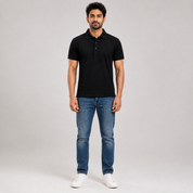 Solids Black Men's Polo T-Shirt – 100% Cotton