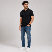 Solids Black Men's Polo T-Shirt – 100% Cotton