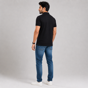 Solids Black Men's Polo T-Shirt – 100% Cotton