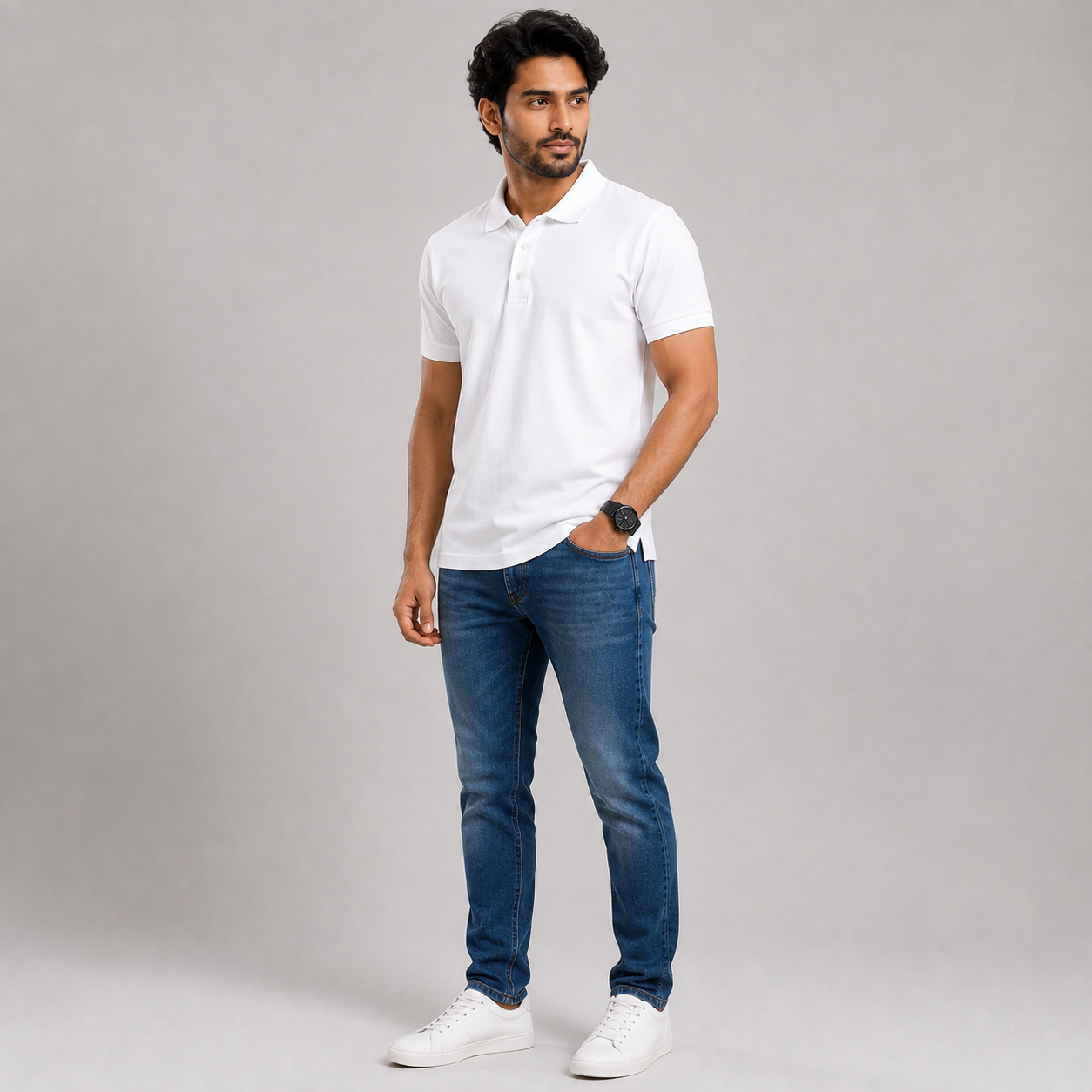 Solids White Men's Polo T-Shirt – 100% Cotton