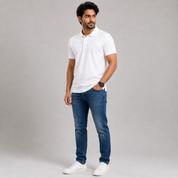 Solids White Men's Polo T-Shirt – 100% Cotton