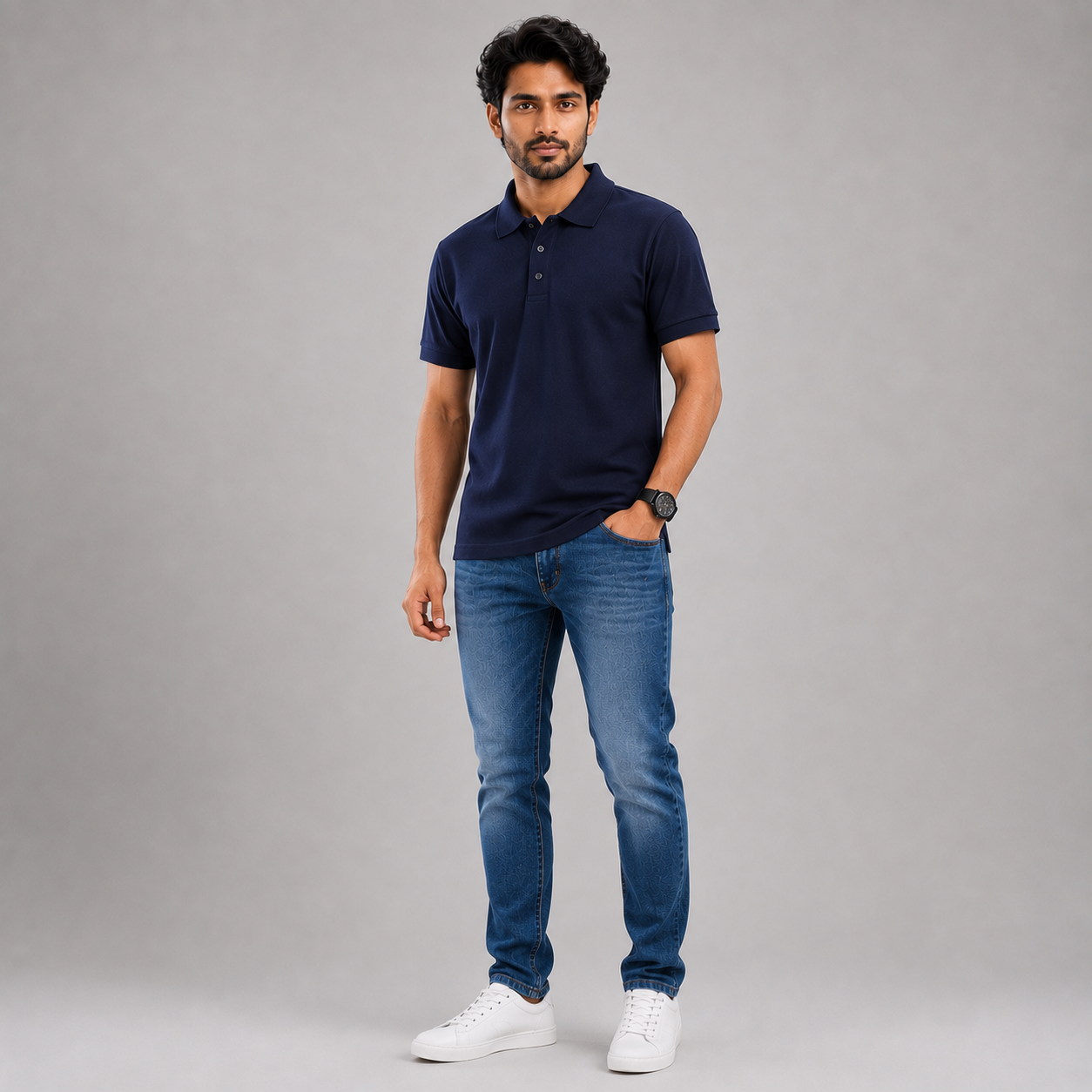 Solids Navy Blue Men's Polo T-Shirt – 100% Cotton