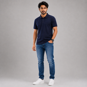 Solids Navy Blue Men's Polo T-Shirt – 100% Cotton