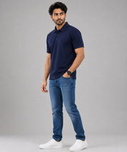 Solids Navy Blue Men's Polo T-Shirt – 100% Cotton