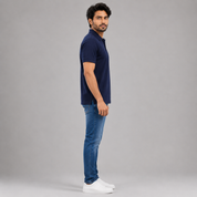 Solids Navy Blue Men's Polo T-Shirt – 100% Cotton