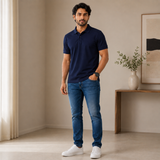 Solids Navy Blue Men's Polo T-Shirt – 100% Cotton