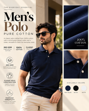 Solids White Men's Polo T-Shirt – 100% Cotton