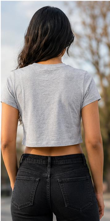 Heather Grey Solid Crop T-Shirt For Women | Solid T-Shirt