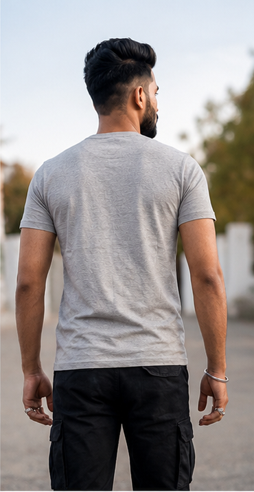Grey Solid Regular T-Shirt For Men | Solid T-Shirt