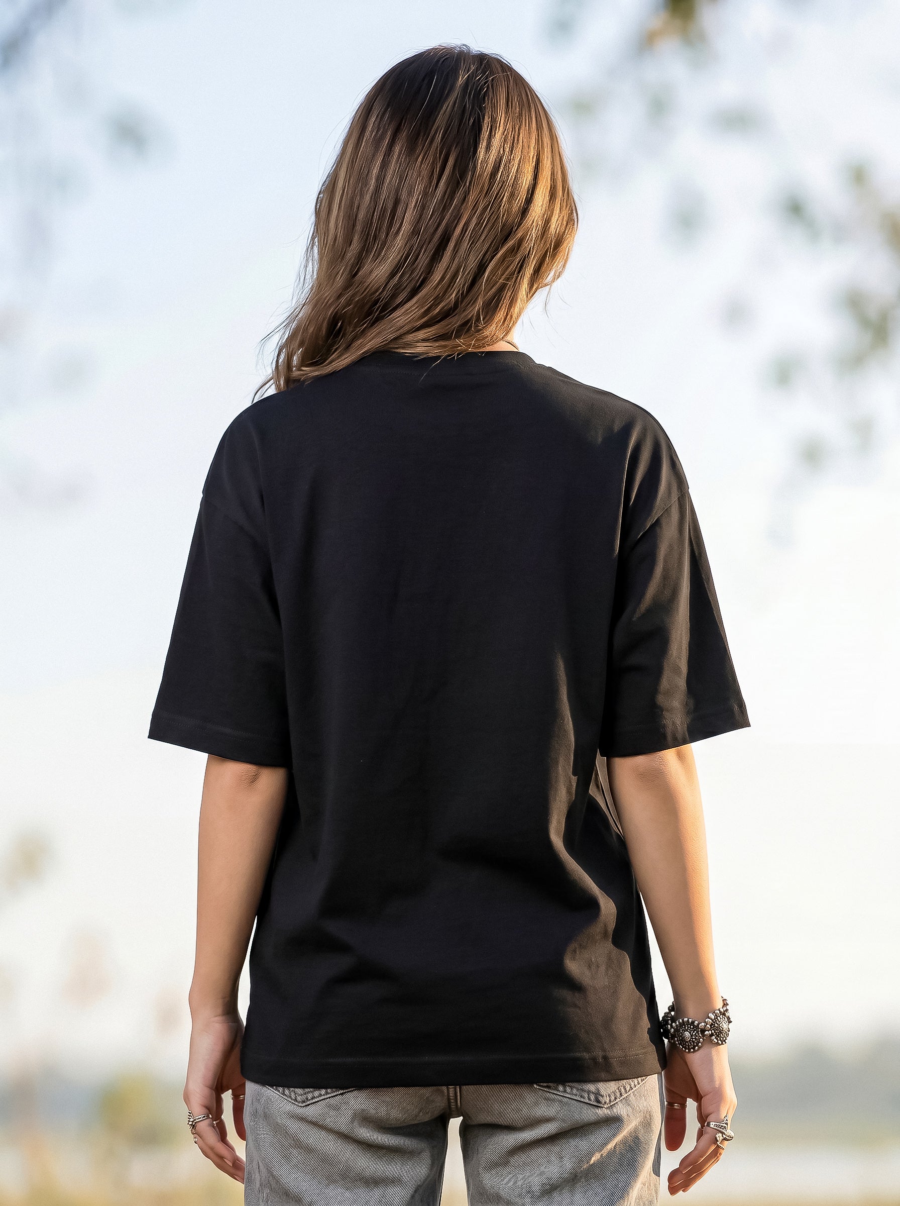 Black Solid Oversized T-Shirt For Women | Solid T-Shirt