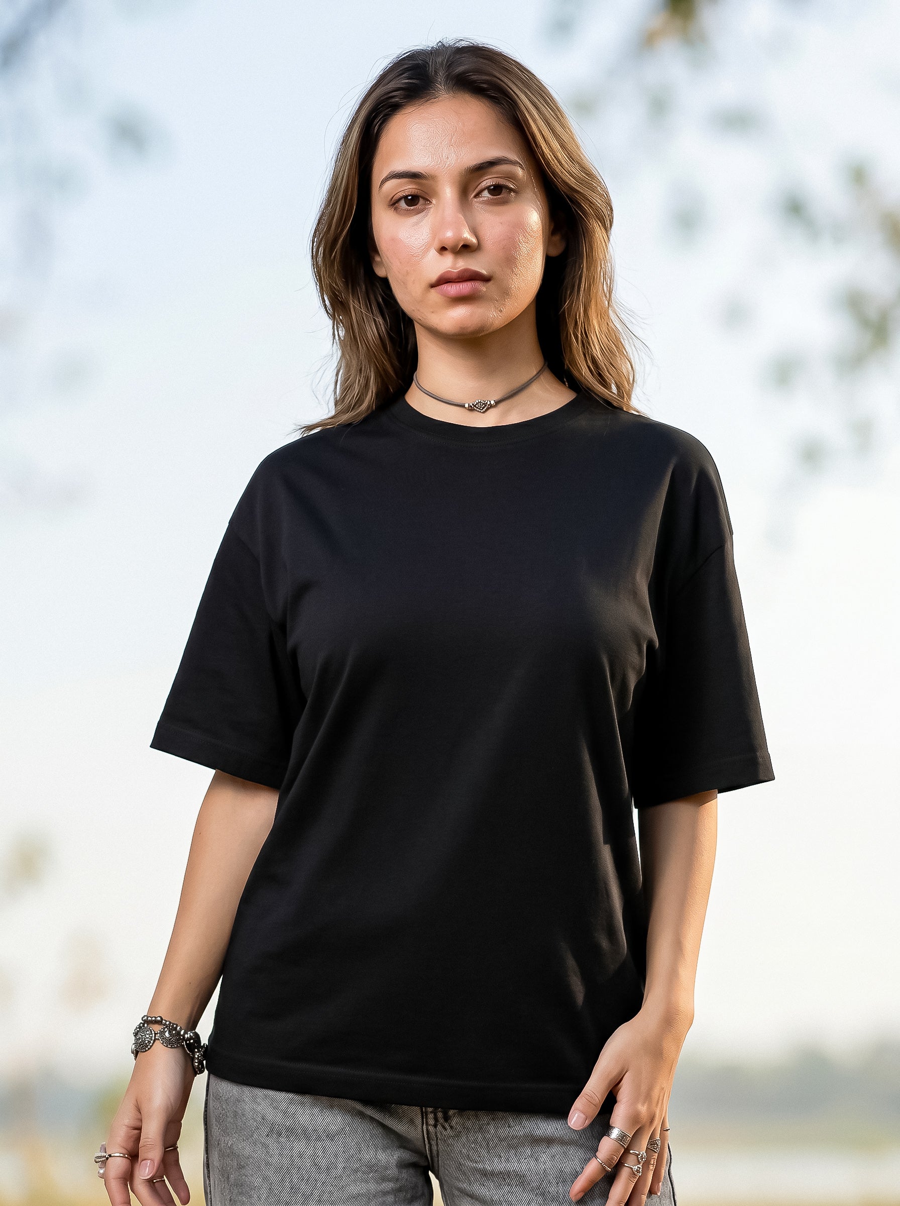 Black Solid Oversized T-Shirt For Women | Solid T-Shirt
