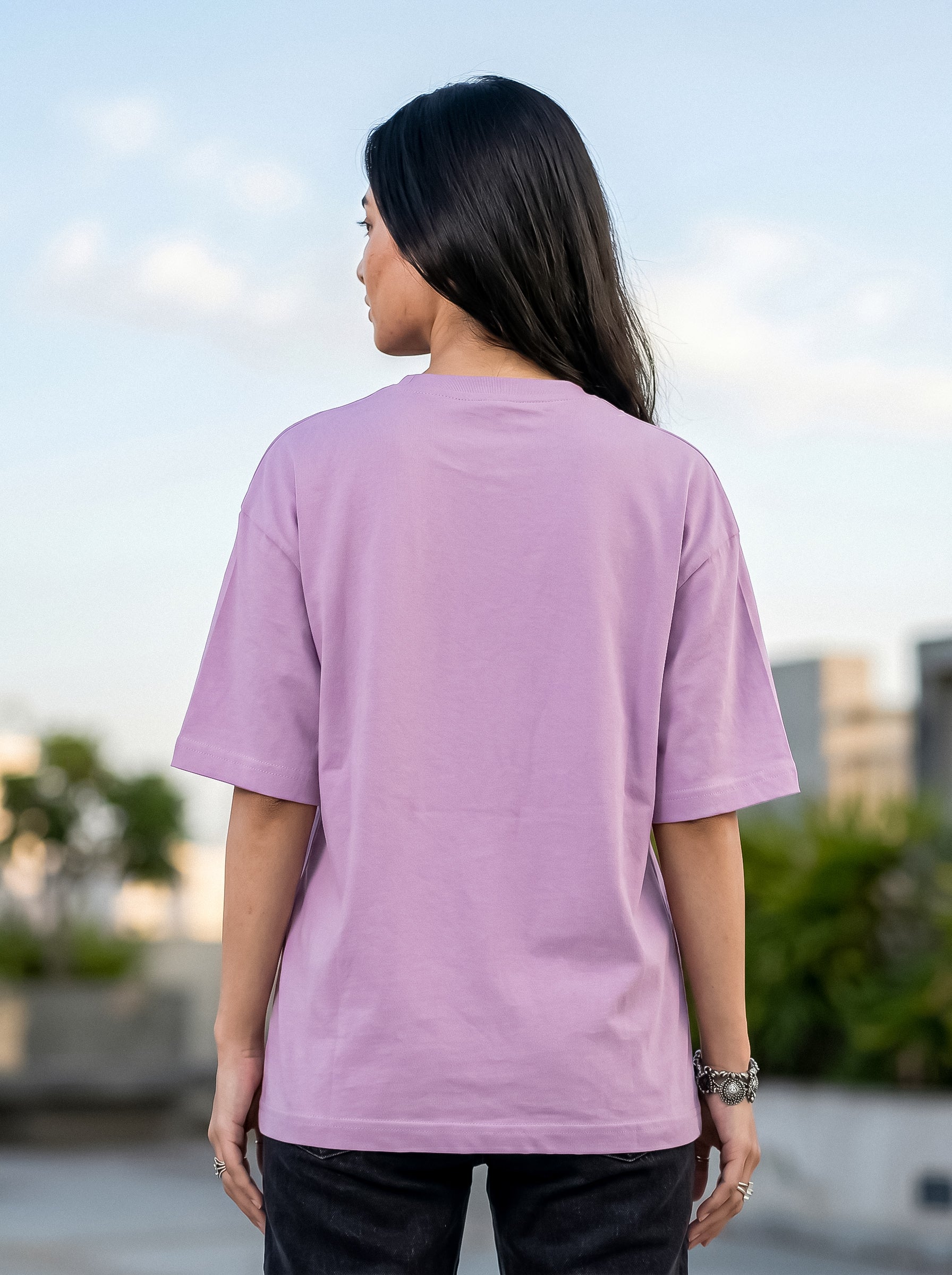 Lilac Solid Oversized T-Shirt For Women | Solid T-Shirt