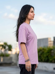 Lilac Solid Oversized T-Shirt For Women | Solid T-Shirt