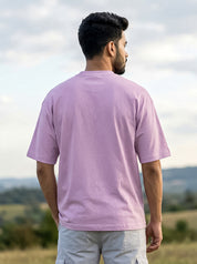 Lilac Solid Oversized T-Shirt For Men | Solid T-Shirt