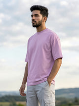 Lilac Solid Oversized T-Shirt For Men | Solid T-Shirt