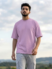 Lilac Solid Oversized T-Shirt For Men | Solid T-Shirt