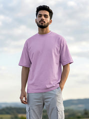 Lilac Solid Oversized T-Shirt For Men | Solid T-Shirt