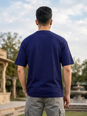 Navy Blue Solid Oversized T-Shirt For Men | Solid T-Shirt
