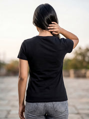 Black Regular Solid T-Shirt For Women | Solid T-Shirt