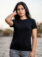 Black Regular Solid T-Shirt For Women | Solid T-Shirt