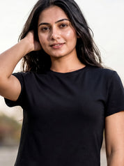 Black Regular Solid T-Shirt For Women | Solid T-Shirt