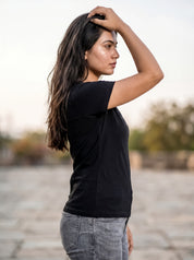 Black Regular Solid T-Shirt For Women | Solid T-Shirt