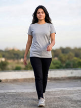 Heather Grey Regular Solid T-Shirt For Women | Solid T-Shirt