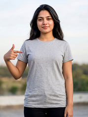 Heather Grey Regular Solid T-Shirt For Women | Solid T-Shirt