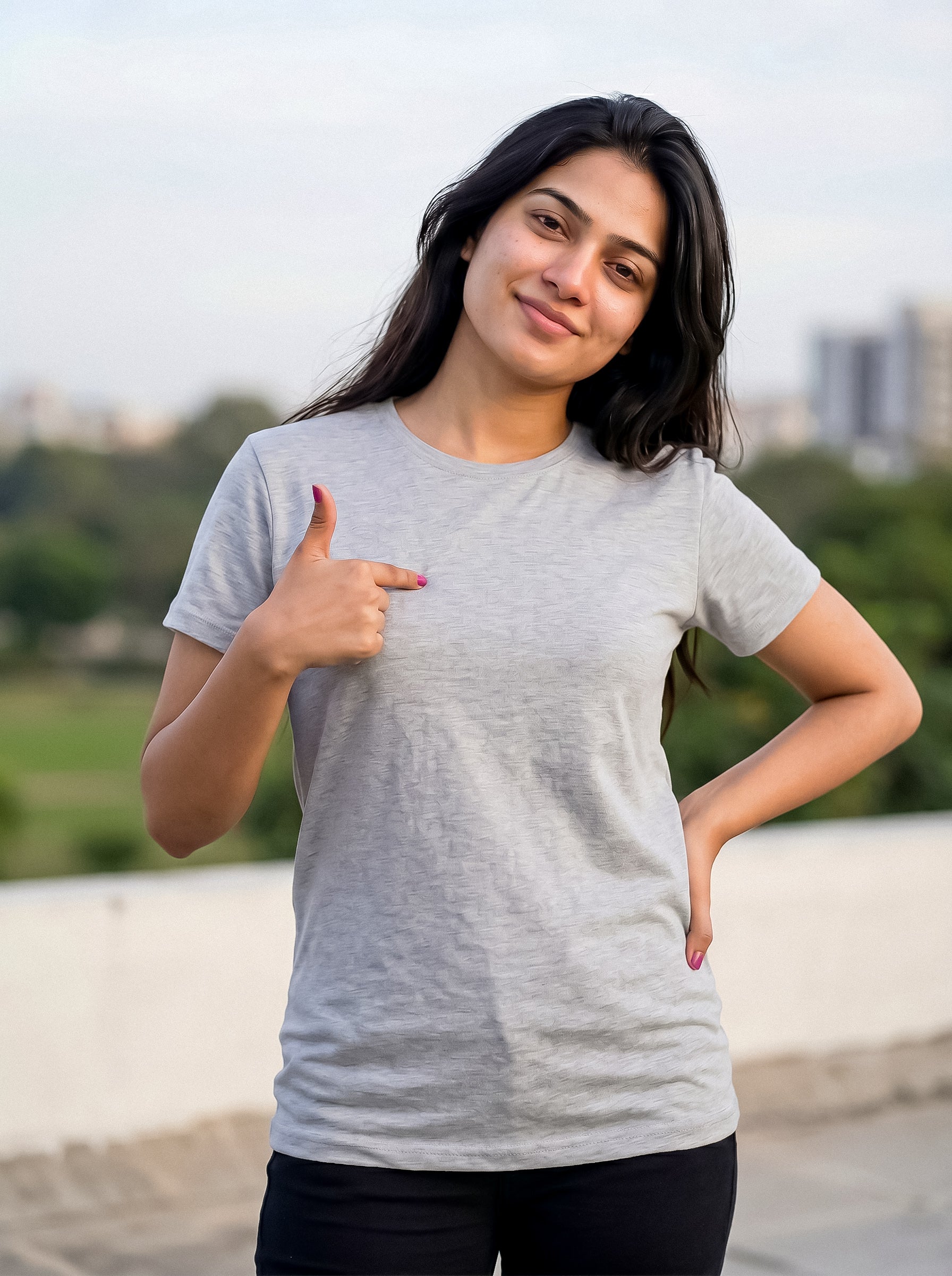 Heather Grey Regular Solid T-Shirt For Women | Solid T-Shirt