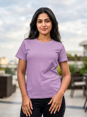 Lilac Regular Solid T-Shirt For Women | Solid T-Shirt