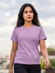 Lilac Regular Solid T-Shirt For Women | Solid T-Shirt