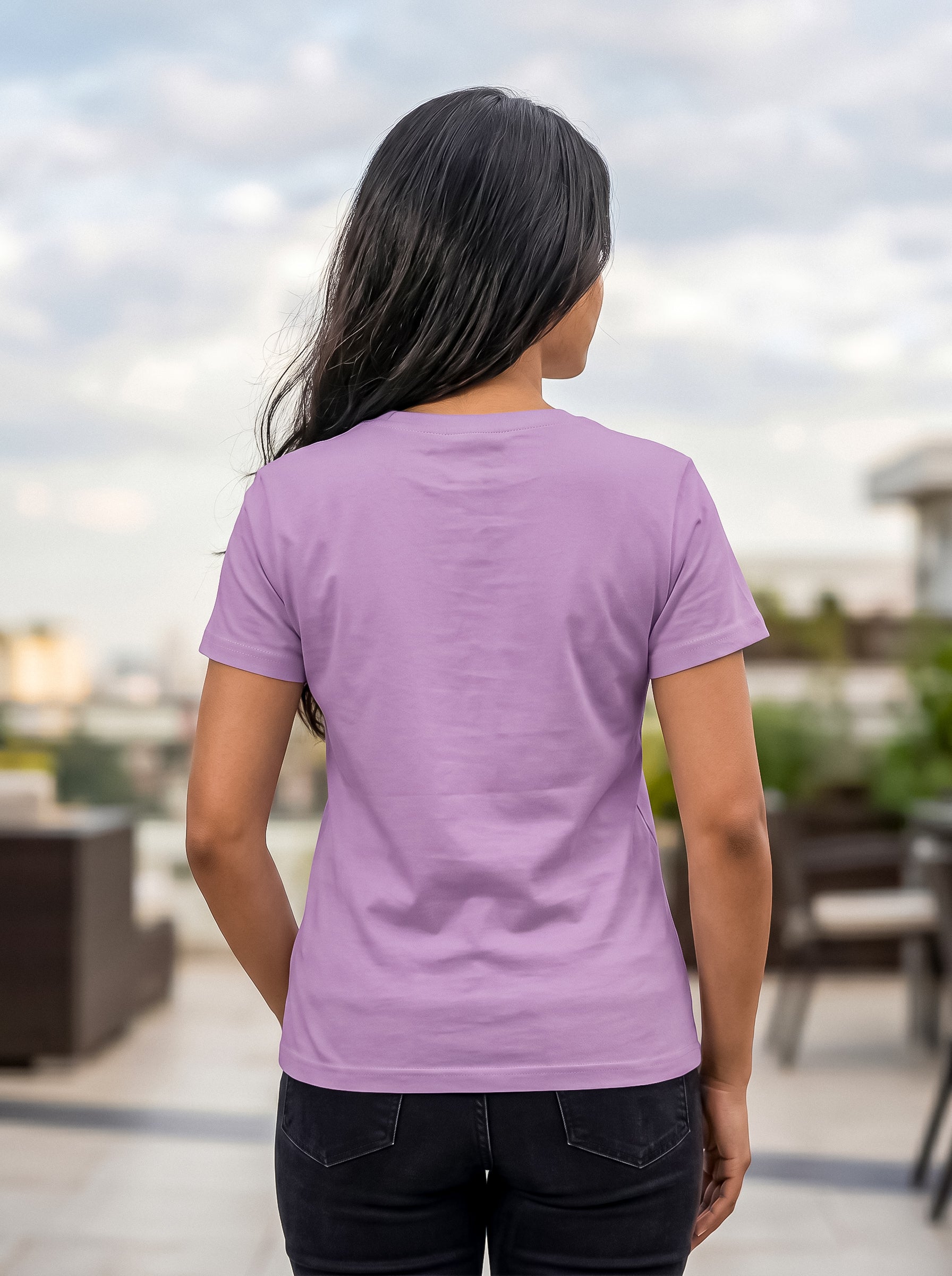Lilac Regular Solid T-Shirt For Women | Solid T-Shirt