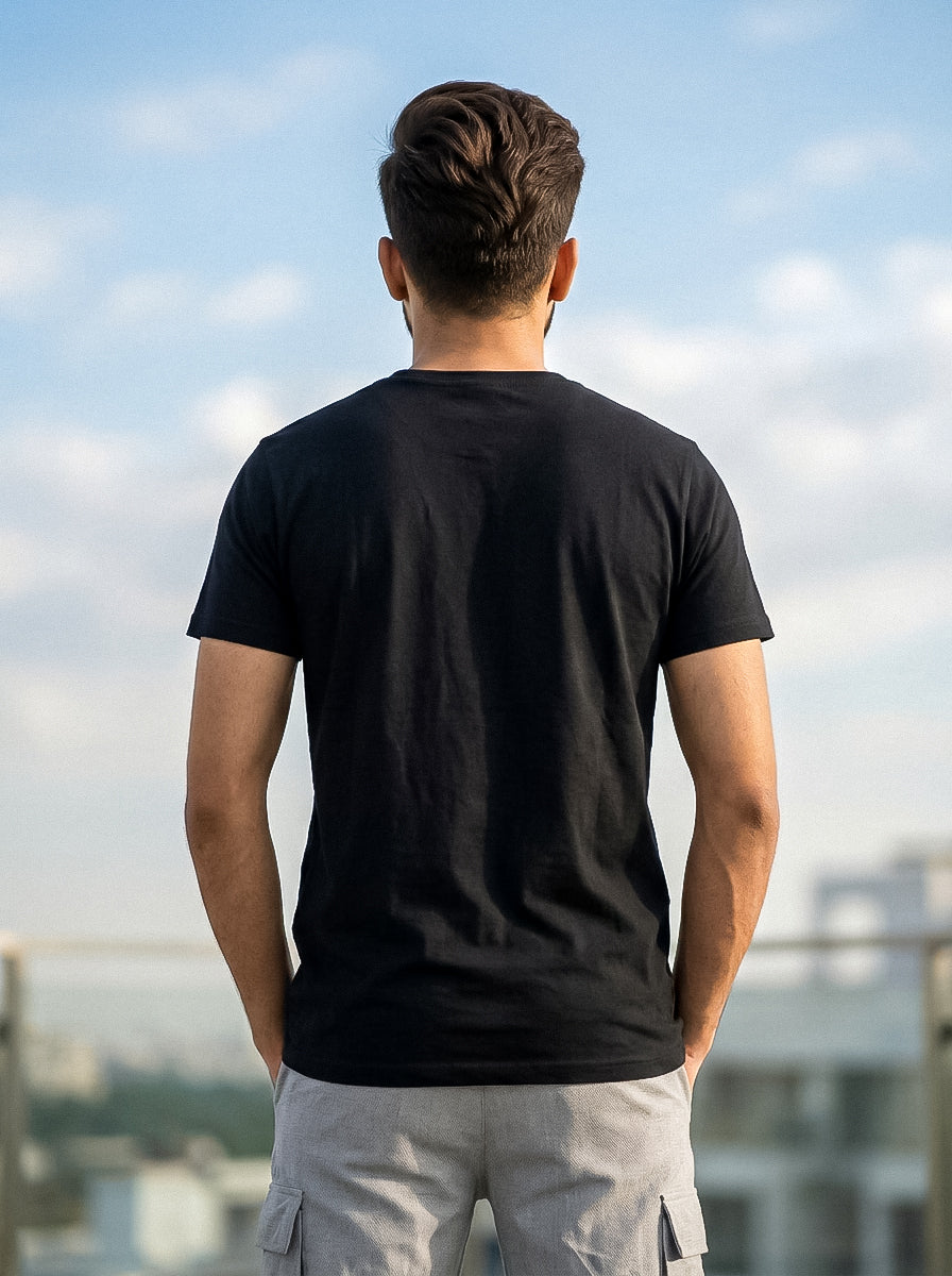 Black Solid Regular T-Shirt For Men | Solid T-Shirt