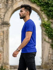 Royal Blue Solid Regular T-Shirt For Men | Solid T-Shirt